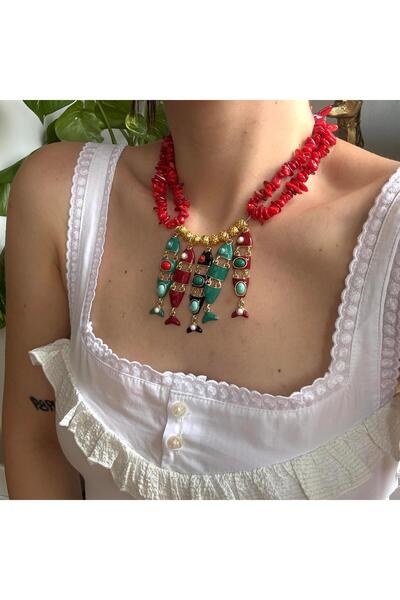 Alice İsstanbul Etnik Mineli Balık Charm Kolye