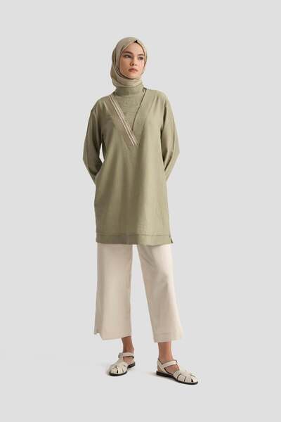 Armine New Season Strawberry Fabric Sleeves Ribbed Tunic Ayci4143