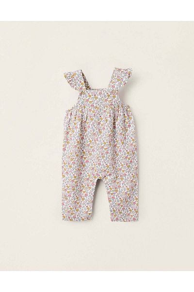 Ziddy Floral Cotton Jumpsuit for Newborn Girls, Multicolour