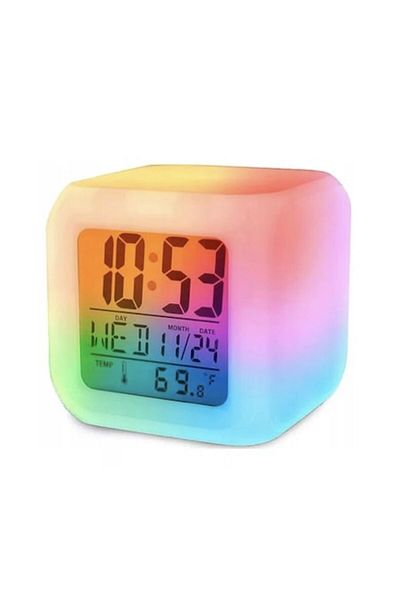 Evia Ceas inteligent cu lumină, cu afișaj digital pentru oră, dată și temperatură, echipat cu alarmă