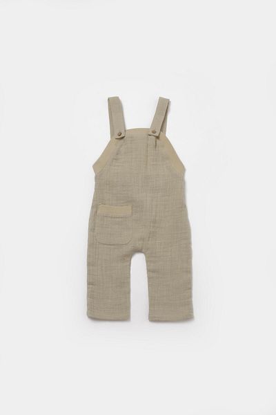 Magu Unisex Baby Cotton Khaki Muslin Jumpsuit Set - Long Sleeve Underwear Bodysuit