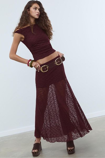 Stradivarius Lace midi skirt