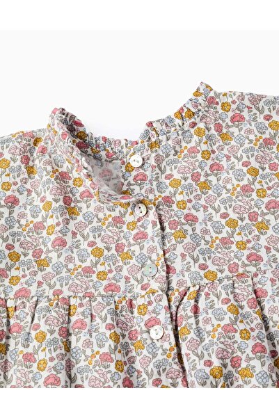 Ziddy Floral Cotton Dress for Girls, Multicolour