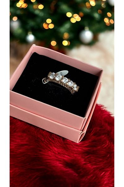 İNN JEWELLERY خاتم فولاذي مقاوم للتشويه مع شكل زركونيوم خماسي الحجارة (ضمان المستورد لمدة عامين)