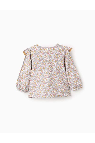 Ziddy Cotton Floral Blouse for Baby Girls, Multicolour