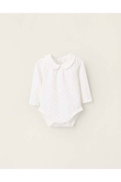 Ziddy Bodysuit with Motif for Newborn Girls 'Bows', White/Pink
