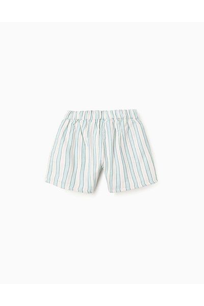 Ziddy Striped Cotton Shorts for Girls 'B&S', Green/White/Orange