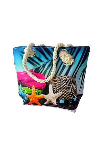 FashionForYou Mini beach bag with summer print and rope handles, Thursday