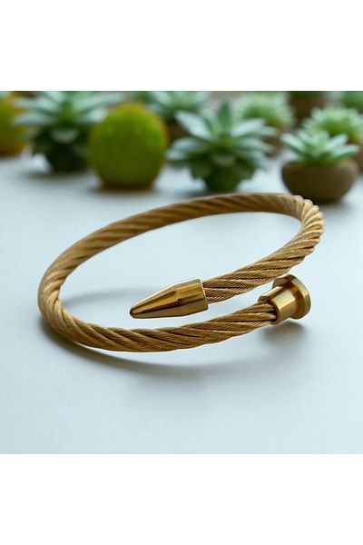 İNN JEWELLERY Steel Handcuff Bracelet with Tarnish-Free Nail Figure (2 Years Importer Guarantee)