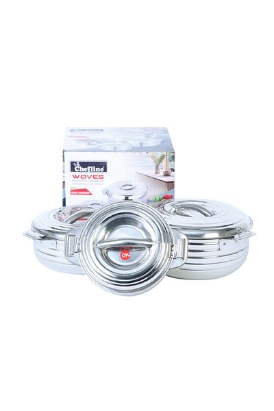 Chefline Waves Stainless Steel Hot Pot, 1L + 1.5L + 2.5L