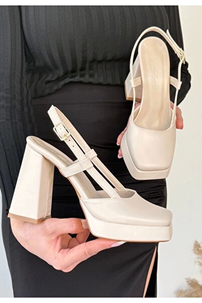 hibiscus Mety Beige Skin Heeled Shoes