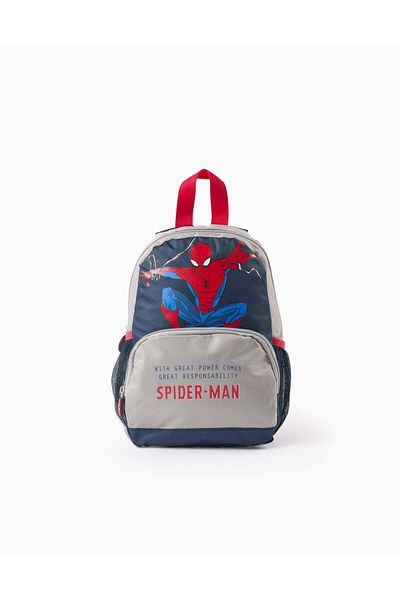 Ziddy Backpack with Side Pockets for Babies and Boys 'Spiderman', Blue/Grey