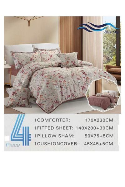 smart home 100% microfiber double bed sheet, reversible, comfortable filling bed sheet, 4-piece set, 230x170cm