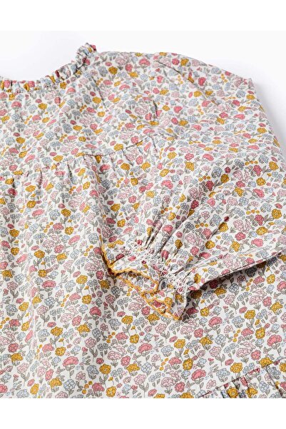 Ziddy Floral Cotton Dress for Girls, Multicolour