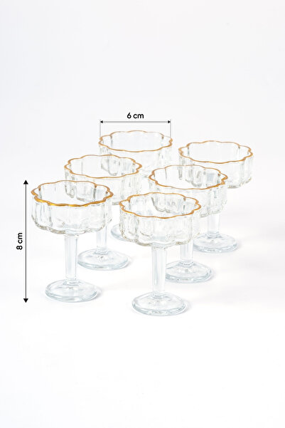 çarşıdayız Set of 6 Gold Edged Glass Turkish Delight Bowl & Sugar Bowl Set – 6×8 cm