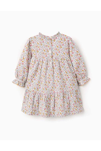 Ziddy Cotton Floral Dress for Baby Girls, Multicolour