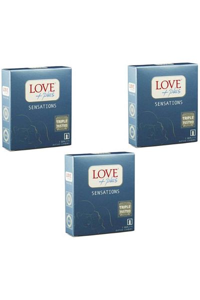 LOVE PLUS Pachet 3 x Prezervative Love Plus Sensations, 3 buc
