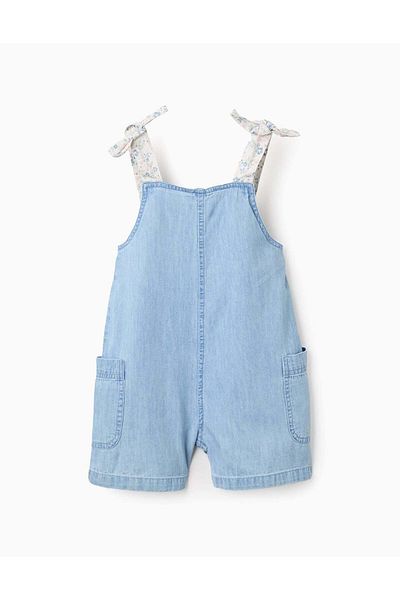 Ziddy Floral Print Dungarees for Girls, Blue/White