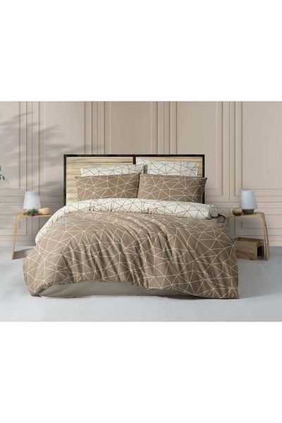 The Ecosse Sheet Elastic Double Duvet Cover Set-Mia Mink