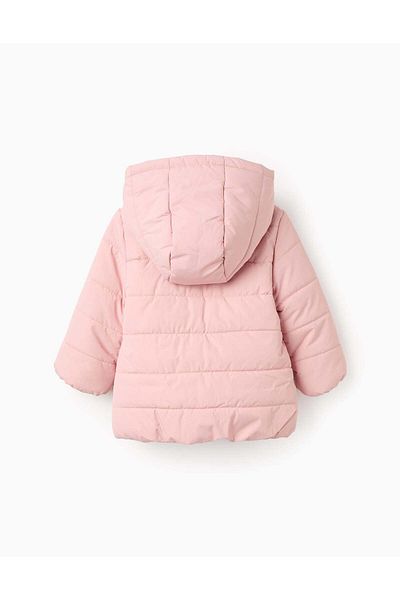Ziddy Padded Jacket with Hood and Polar Lining for Baby Girls, Pink