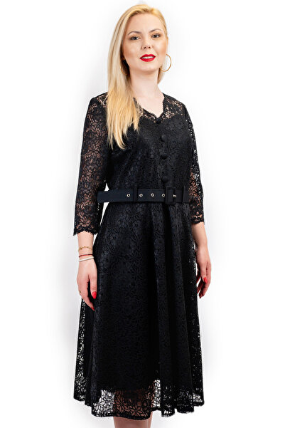 OEM Elegant Black Women's Dress Mary With Lace - 4XL(48)