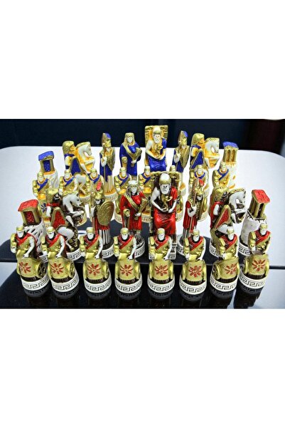Kuzey Tacı Satranç Takımı Polyester Athena Antik Roma Figürlü Orta Boy Özel Seri Vip