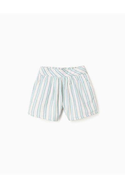 Ziddy Striped Cotton Shorts for Girls 'B&S', Green/White/Orange