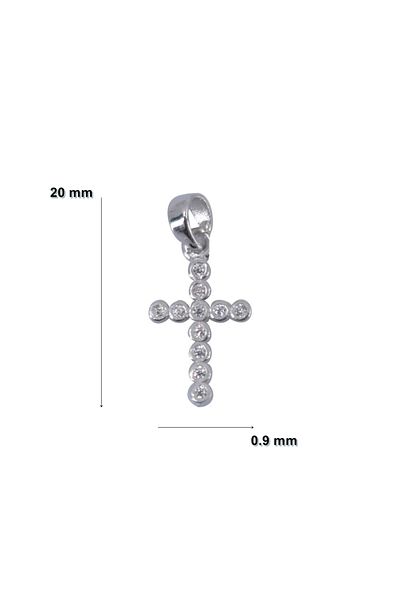 Flippy Pandantiv din Argint 925 Jolie Silver, Model Cruce cu Zirconii, 20 x 0.9 mm, 0.5 g