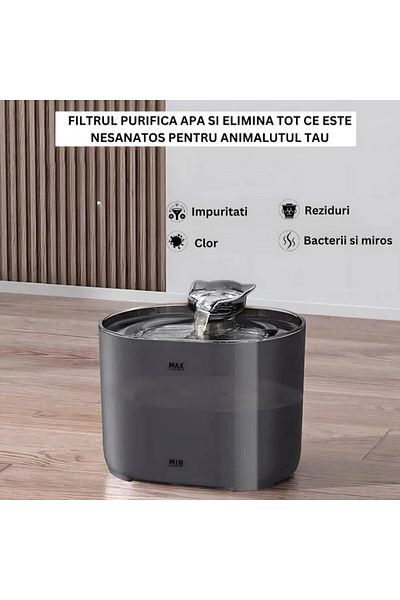 MNS Distribuitor automat de apă cu filtru dublu, pompă ultra silențioasă, capacitate 3L, ușor de curățat