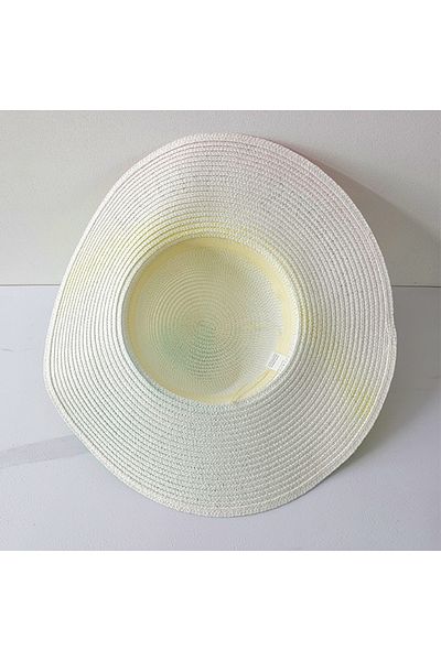 FashionForYou SeaSide Style sun hat, with summer print and wide brim, Pink/Yellow