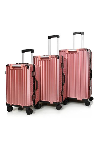 MORANO Morano Luggage Set with Aluminum Frame, Modern Design, and Secure Numbered Lock, Rose Gold, Size: 28-24-20 inches