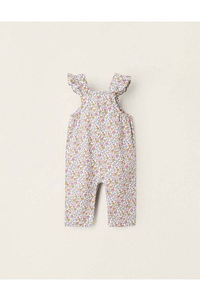 Ziddy Floral Cotton Jumpsuit for Newborn Girls, Multicolour