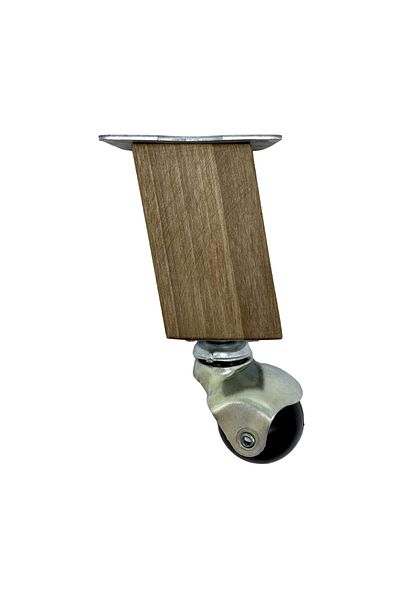 GOLDENWOODEN Castle Wooden Slanted Ball Wheel Leg Furniture Coffee Table Wheel Leg(12cm)(2 Pcs)(K. Walnut)(Walnut Tree)