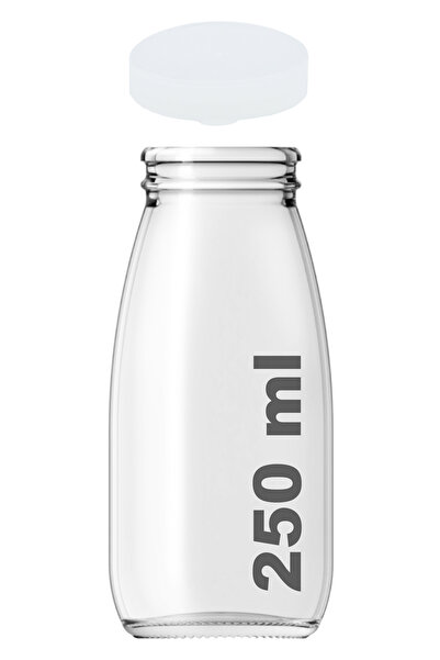 Afracam 250 ml Şeffaf Süt, Ayran, Limonata, Meşrubat Şişesi 250 Cc Plastik Kapaklı Boş Cam Şişe 2 Adet