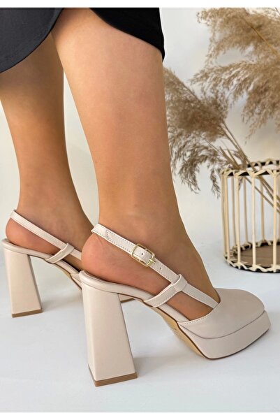 hibiscus Mety Beige Skin Heeled Shoes