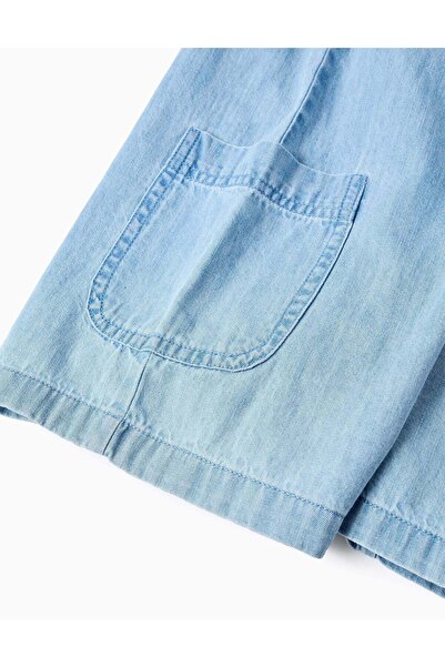 Ziddy Floral Print Dungarees for Girls, Blue/White