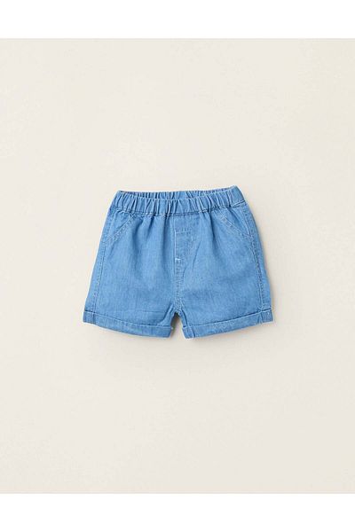 Ziddy Light Cotton Denim Shorts for Newborns, Blue