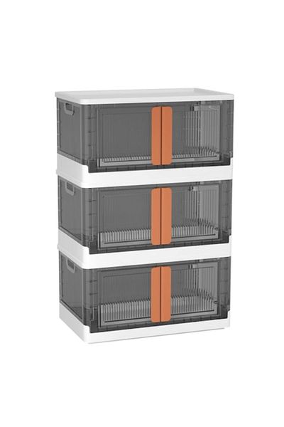 UIQ Set 3 foldable and stackable storage boxes UIQ®, with lid, reinforced edges, handle, durable materi