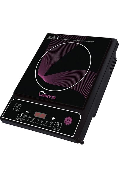 Akyta A3B Induction Hob, 2000W, Single Burner, 5m Cable, 8 Power Levels, Black