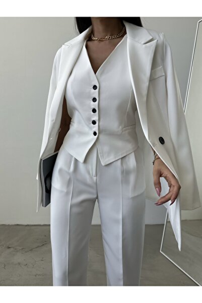 Moda İkra піджак жилет палаццо штани 3-компонентний костюм