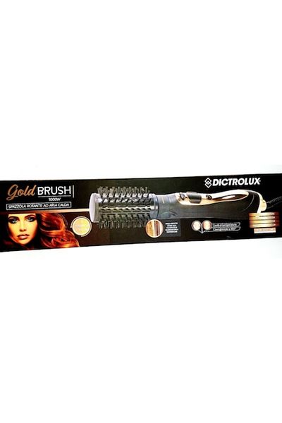 Dictro Lux Gold Brush Rotating Hairbrush, 1000W, Hot and Cold Air, Black-Pink