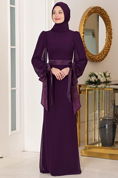 Esilanur Firuze Tesettür Abiye Mor