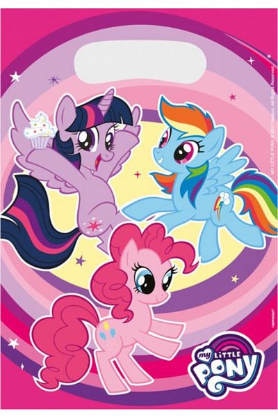 MY LITTLE PONY Pungă cadou cu sclipici curcubeu, 8 bucăți
