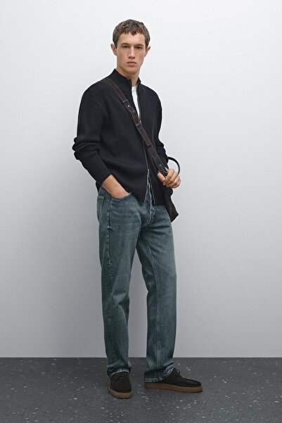 Massimo Dutti Fermuarlı %100 pamuklu hırka