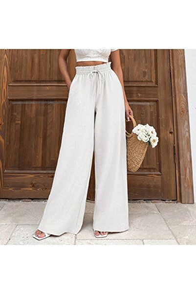 hibiscus White Trousers with Linen Laces