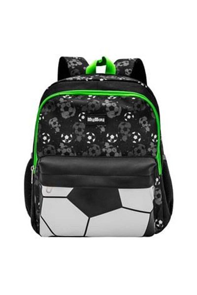 OEM Kindergarten Backpack Black with Football Pattern