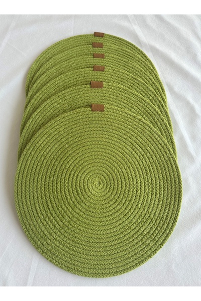HHKARTS Round Placemat, Table Decor Supla Pistachio Green 33cm Set of 6