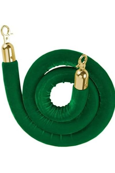 Generic Velvet Stanchion Rope with Gold Hooks, 150 cm, Green