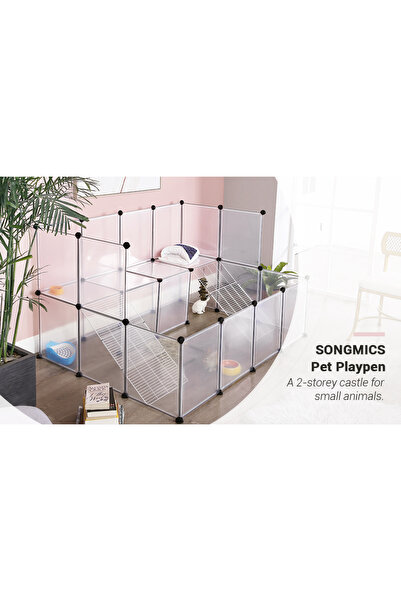SONGMICS Cușcă modulară pentru animale mici, din plastic, 143x108x92cm, albă