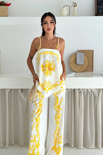 AsprinFashion Εισαγόμενο Jessica Fabric D Με σχέδιο Σετ Δύο Τεμαχίων Κίτρινο